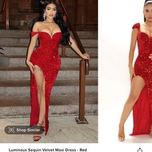Red Sequin gown on sale for $40. I loved this dress for my pageant.